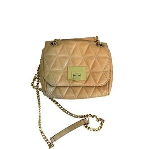 Michael Kors Gold Chain Patent Leather Quilted Crossbody/Shoulder Bag Cream